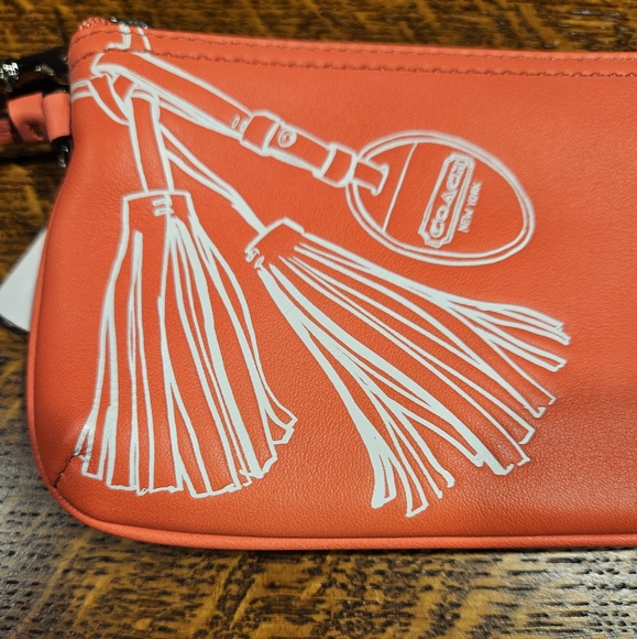 Coach Legacy Leather Motif Small Top Zip Wristlet With Hangtag Watermelon - Picture 5 of 11